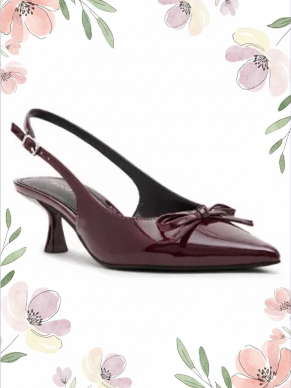 NWT Madden Girl Women’s Vogue Slingback Heels with Bow, Burgundy Patent
